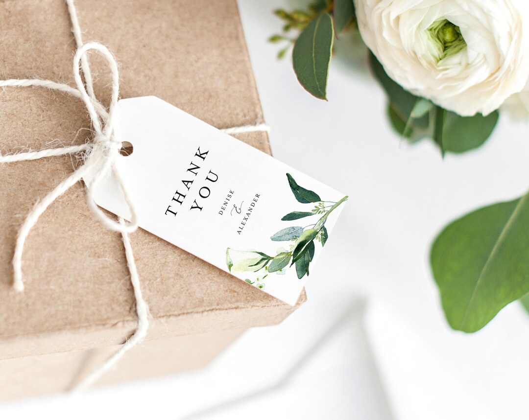 Wedding Gift Tag Template Printable White Flower Greenery Instant ...