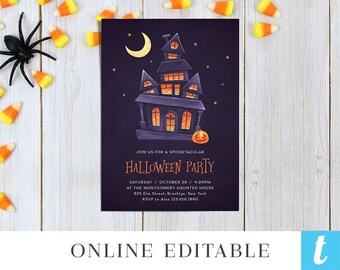 Printable Halloween Invitation Template for Kids Spooktacular Halloween Party Invites Editable Instant Download DIY Haunted House Templett