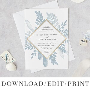 Wedding Invitation Template, Printable Wedding Invite, Instant Download ...
