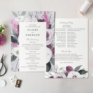 Printable Floral Wedding Program Template, Instant Download Order of ...