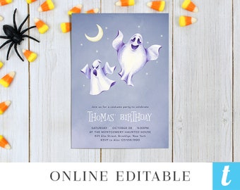 Printable Halloween Invitation Template for Kids Halloween Birthday Costume Party Invite Editable Instant Download DIY Spooky Ghost Templett