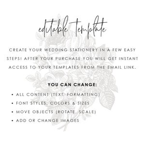 Printable Wedding Invitation Template Set Purple Digital Instant Download Editable 3 pcs Plum Gold Floral Leaf Botanical Abigail Templett image 2