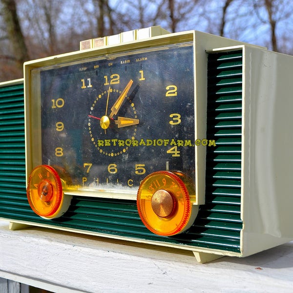 HUNTER grün und weiß Mitte des Jahrhunderts Retro Jahrgang 1959 Emerson H764-124 AM Röhrenradio komplett restauriert!