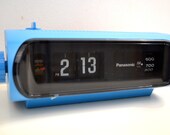 Orbit Blue 70s Panasonic Model RC-1103 Flip Clock Solid State AM Radio Works Great