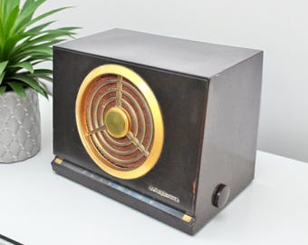 Bluetooth listo para usar - Radio AM de válvulas RCA Victor modelo 8-X-541 de 1948, color marrón umber. ¡Suena genial! ¡Baquelita popular!