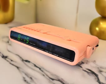 Flamingo Pink 1980s Sharp Model FX-C11P AM FM Digital Alarm Clock Radio! Excellent Condition!