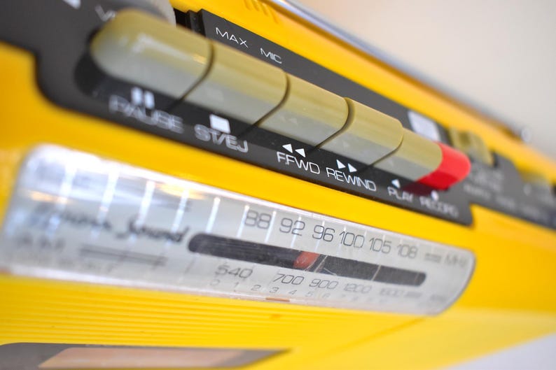 Cab Yellow 80s Street Beat Model CT-72 AM FM Cassette Mini Boombox ...