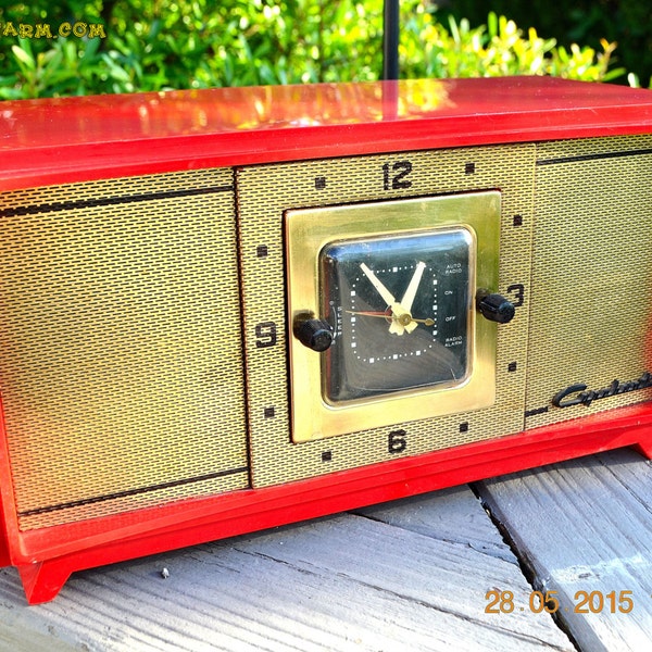 ROSE RED Retro Jetsons Vintage 1959 Capehart Model 75C56 AM Tube Clock Radio Totally Restored!