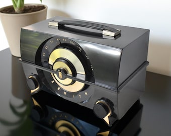 Harley Black 1955 Zenith Model R-615Y Vacuum Tube AM Clock Radio Black Beauty Sounds Fantastic!