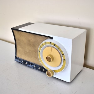 Harlequin Black White 1953-1954 Admiral Model 5T31 Vacuum Tube Radio Big Speaker Sound!
