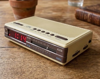 Taupe Lavender 1980s Sears Catalog Model 23155 AM FM Digital Alarm Clock Radio! Excellent Condition!