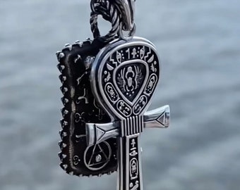 Ankh and the alchemist combo pendent sterling silver ancient antique finish ships next day