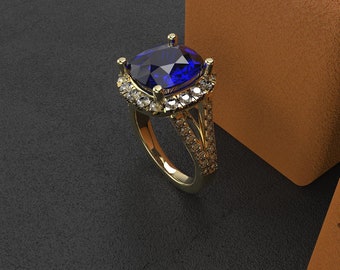3 carats Ceylon sapphire, 1,0 carats natural diamonds G color VS2 clarity in 18 karat yellow gold