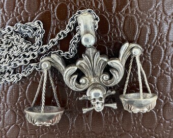 The Libra exclusive by Sal knight pendent 2" two inches wide solid heavy in sterling 925 ancient antique finish