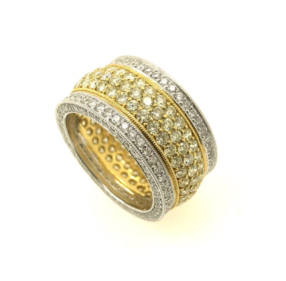 423 carats Natural yellow/white diamond band 18kt gold | Etsy