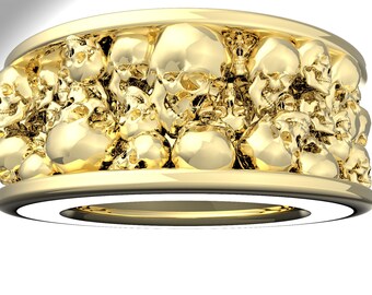 Skulls valley all around band 100 skull sterling silver and 14 karat white yellow rose gold