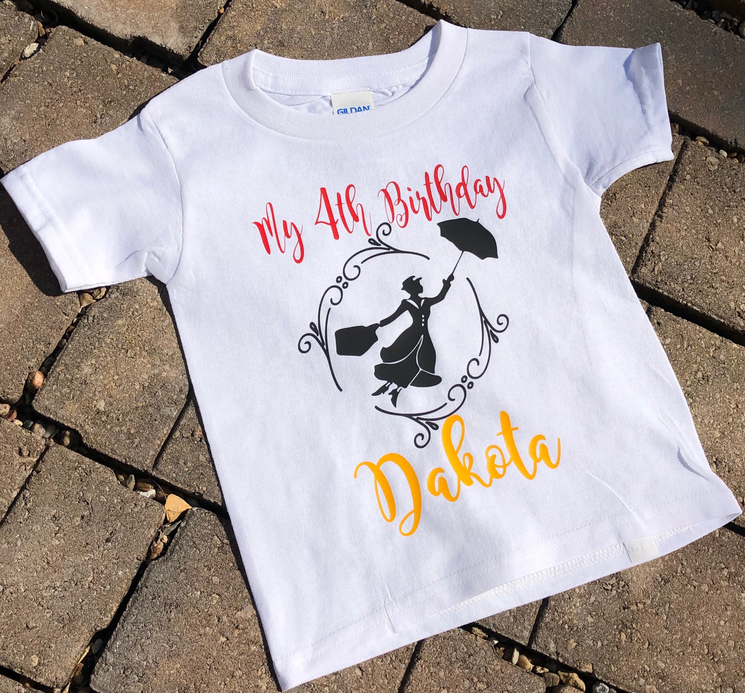 Birthday gIrl,Custom SHirt, 4Th BIrthday, MAry POppins, CUstom NAme ANd AGe, Birthday SHirt