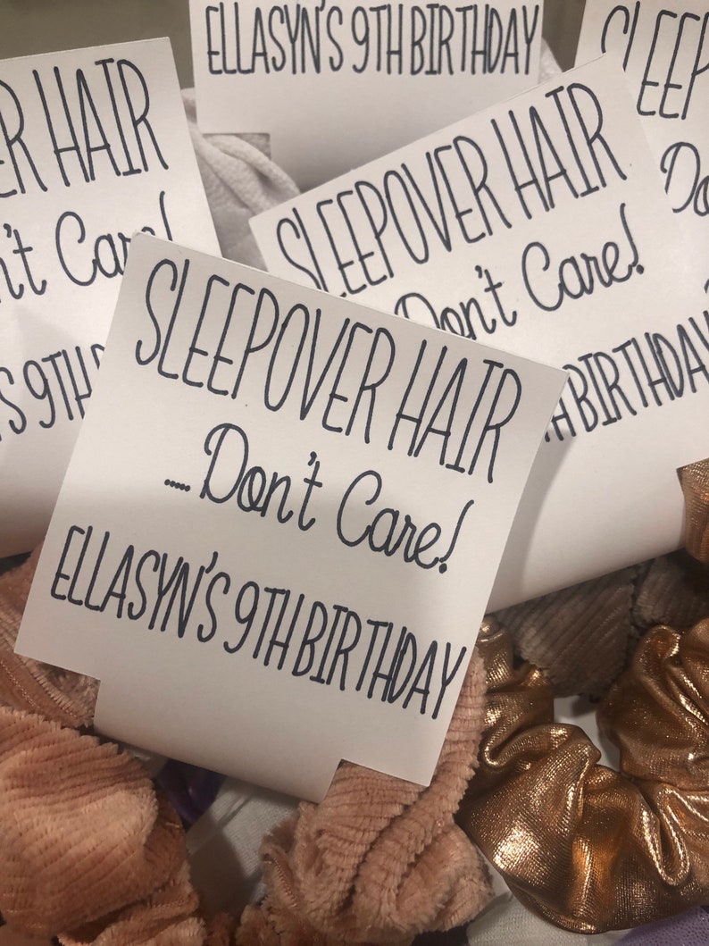 Scrunchie Tag Party Favor Custom Printed With Name and Age Etsy