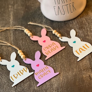 Easter Basket Name Tag, Personalized Wood Name Tag, Easter Place Setting, Custom Name Tag