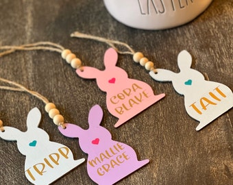 Easter Basket Name Tag, Personalized Wood Name Tag, Easter Place Setting, Custom Name Tag