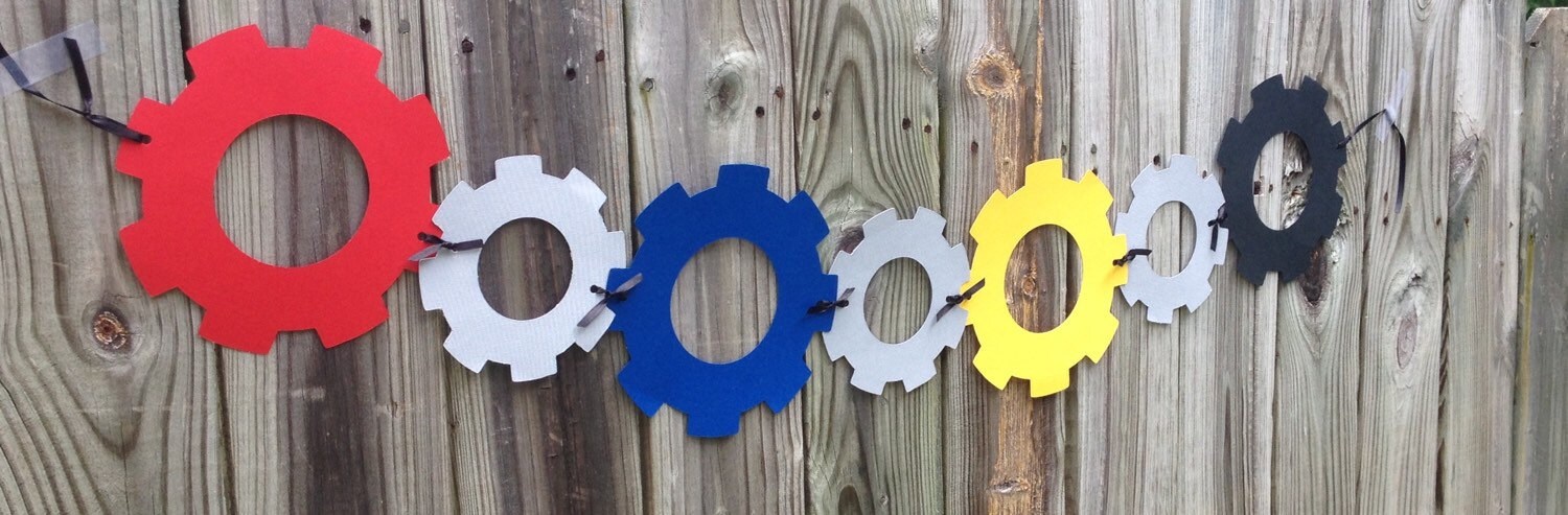 Transformer Birthday Banner, Bumblee Bee, Optimus Prime, Party Supplies, Banner, Gears, Vector Gear - Österreich