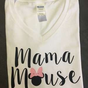 Mama Mouse shirt, ladies vneck shirt, Disney vacation, family matching shirts, birthday party, Minnie Mouse, Mickey Mouse, matching shirts image 1