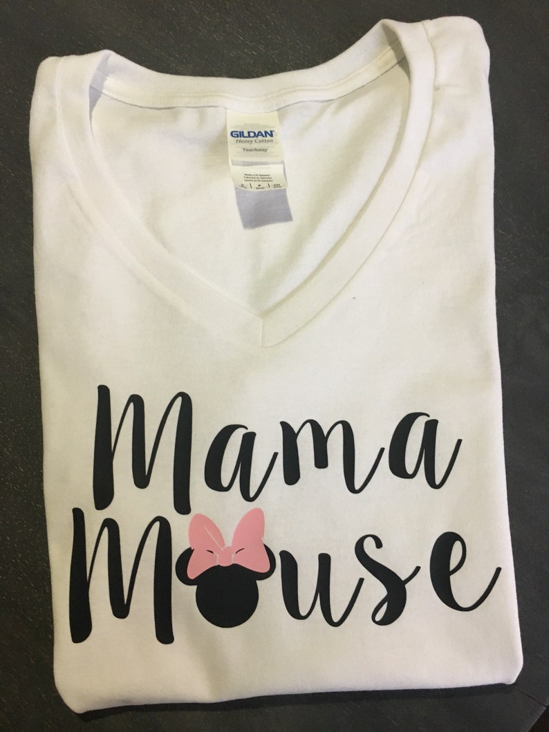 Mama Mouse shirt, ladies vneck shirt, Disney vacation, family matching shirts, birthday party, Minnie Mouse, Mickey Mouse, matching shirts image 1