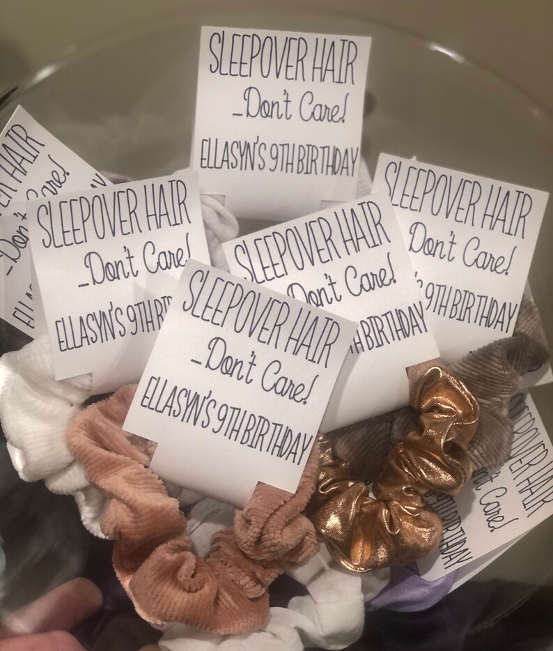Scrunchie Tag Party Favor Custom Printed With Name and Age Etsy