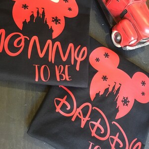 Mommy to be, daddy to be, family matching shirts, birth announcement, Disney vacation , photo prop