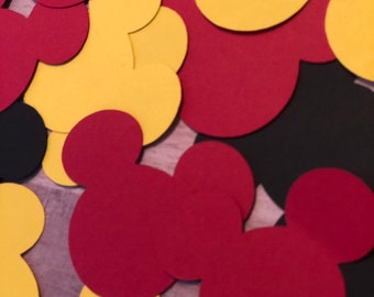 Confetti, Mickey Mouse partij, tabel decor, Birthday Party decor, Jumbo confetti, Mickey hoofden, rood, geel, zwart, klassieke Mickey