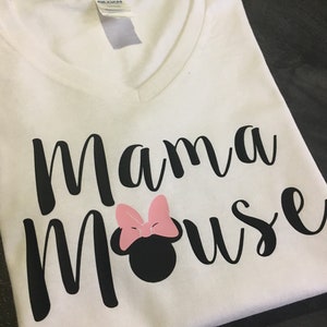 Mama Mouse shirt, ladies vneck shirt, Disney vacation, family matching shirts, birthday party, Minnie Mouse, Mickey Mouse, matching shirts image 4