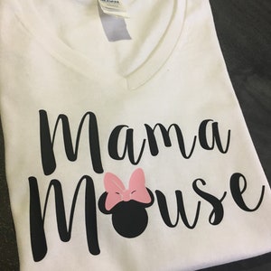 Mama Mouse shirt, ladies vneck shirt, Disney vacation, family matching shirts, birthday party, Minnie Mouse, Mickey Mouse, matching shirts image 3