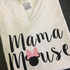 Mama Mouse shirt, ladies vneck shirt, Disney vacation, family matching shirts, birthday party, Minnie Mouse, Mickey Mouse, matching shirts image 5