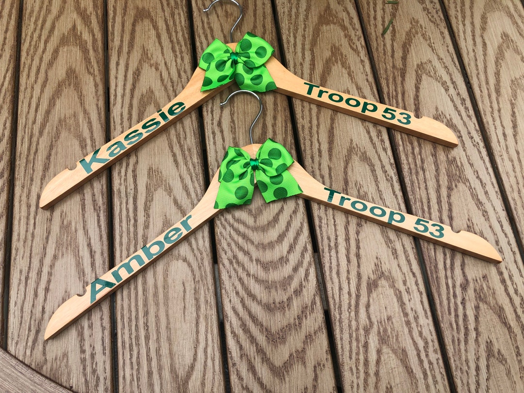 Personalized Wooden Hangers, Girl Scout Hangers, Bridging Ceremony