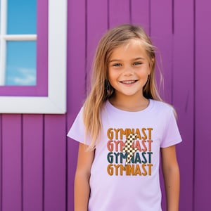 Gymnast shirt, retro gymnast, shirt, youth, checkered lighting bolt, gymnast