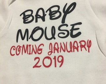 Topo bambino, annuncio di nascita, bambino in arrivo, foto prop, vacanza Disney, camicie corrispondenti, topo bambino,
