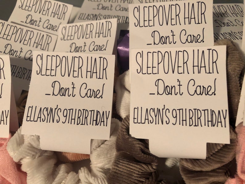 Scrunchie Tag Party Favor Custom Printed With Name and Age Etsy