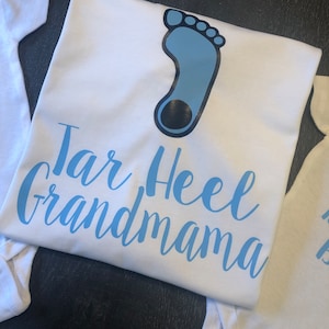 Custom family sport shirt, custom names, Tar Heel Grandma, Tar Heel baby, sports fan, family shirts, fan gear