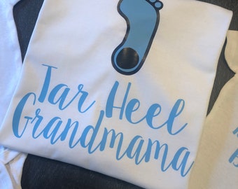 Custom family sport shirt, custom names, Tar Heel Grandma, Tar Heel baby, sports fan, family shirts, fan gear