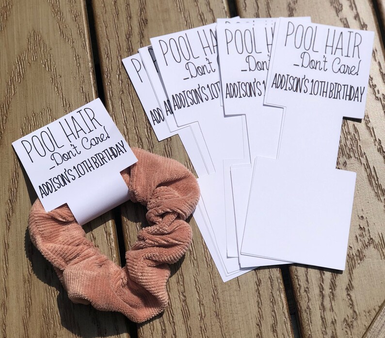 Scrunchie Tag Party Favor Custom Printed With Name and Age Etsy