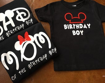 Mom of the birthday boy , dad of the birthday boy , birthday boy , Disney shirts, Mickey Mouse tee shirt , party,disney world, Disney land