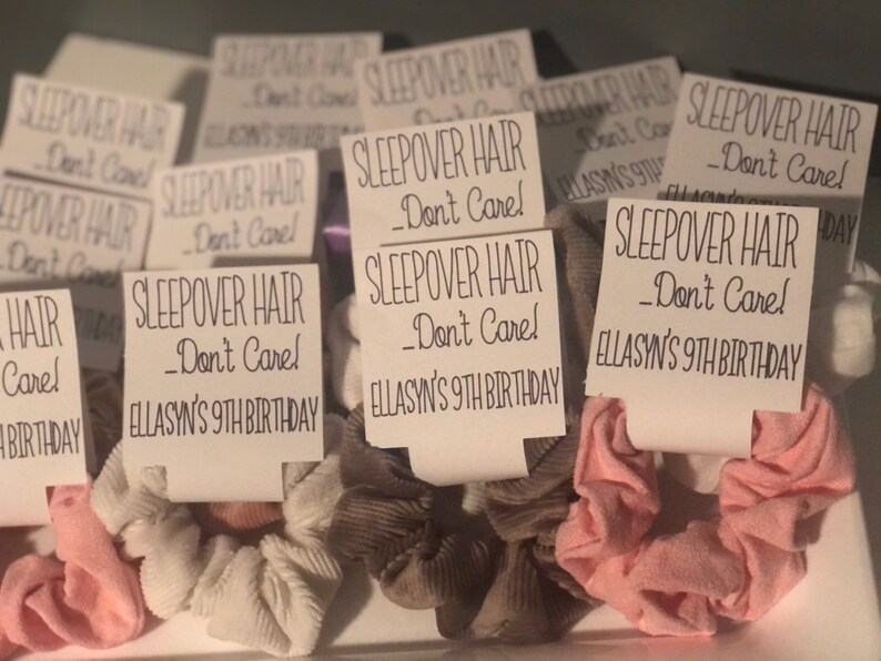 Scrunchie Tag Party Favor Custom Printed With Name and Age Etsy
