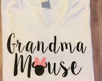 Grandma Mouse, family shirts, matching shirts, vneck shirt, family vacation, photo prop, disney shirt, Mickey Mouse, Minnie Mouse, grandma,