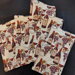 Paperless &quot;Unpaper&quot; Towels - Set of 5 - 6-1/2&quot; x 12&quot; Wine Bottles Pattern