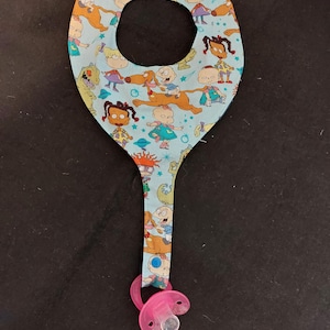 Binky Bib Pacifier Holder - &quot;Rugrats&quot; Pattern