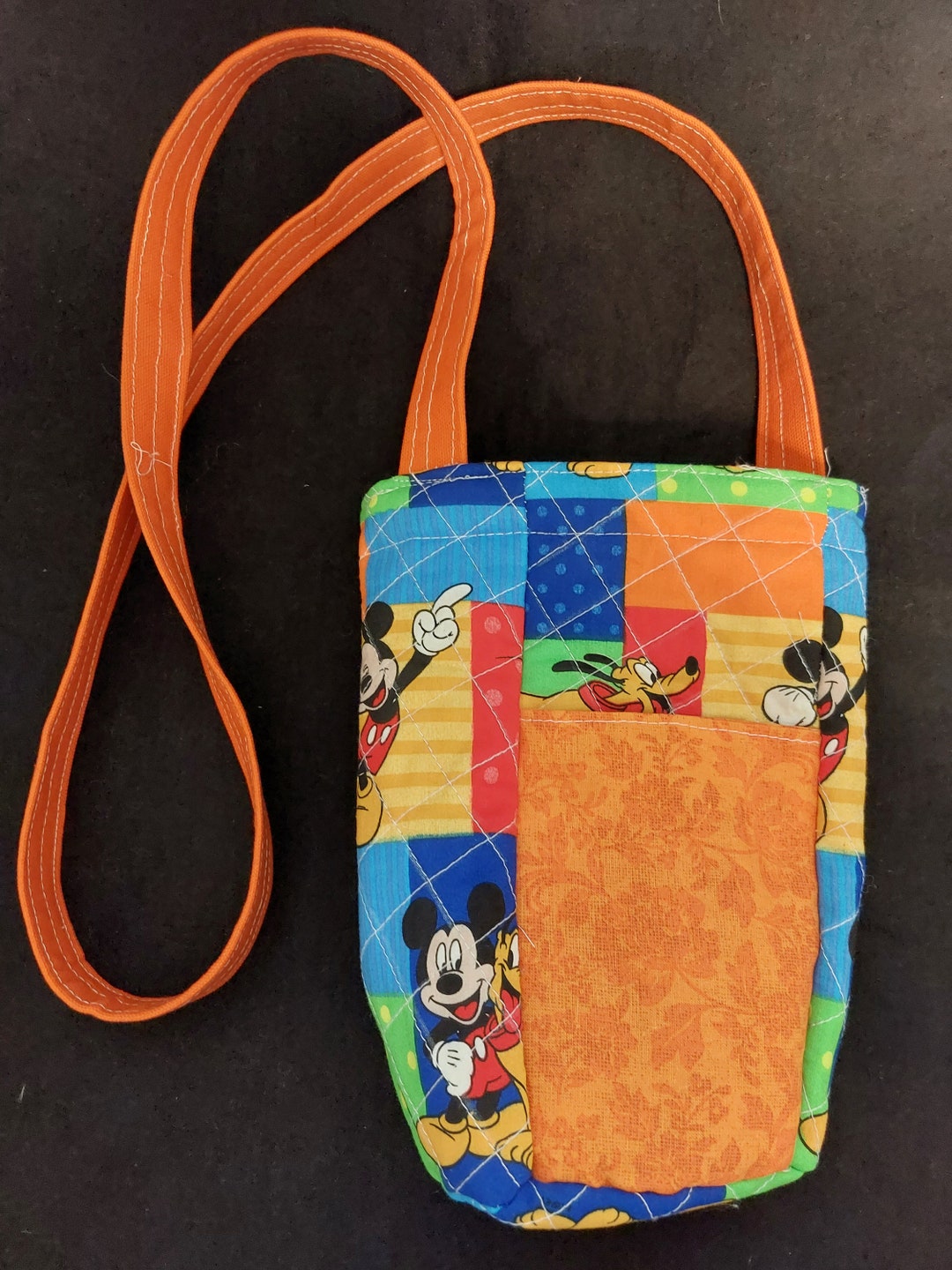 Reversible Quilted Water Bottle Holder With Pocket Mickey Etsy