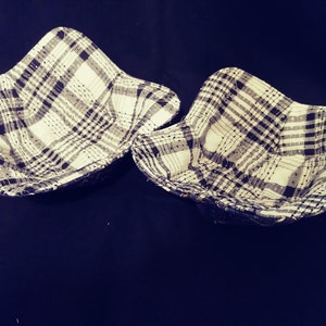 Microwave Bowl Cozies - Reversible Gray & White Plaid - Set of 2