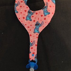 Binky Bib Pacifier Holder - &quot;Stitch&quot; Pattern