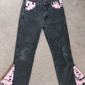 Upcycled Rustler Jeans with Quilt Patch Inserts Size 29x30
