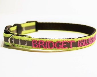 Personalized Cat Collar / Reflective Dog Collar / Made to Order / 3/8" Wide